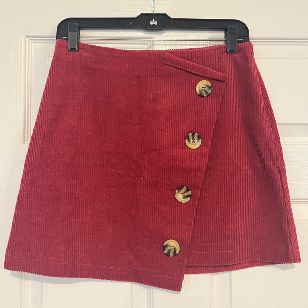 Harper Burgundy Corduroy Skirt Perfect for winter!